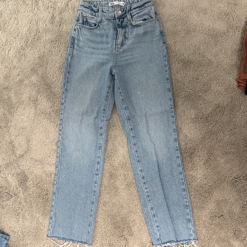 Zara Light Blue Straight Leg Jeans